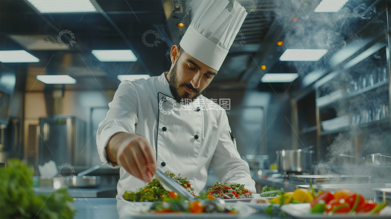 高清大图下载【趣麦麦图】厨师职业工作认真场景男