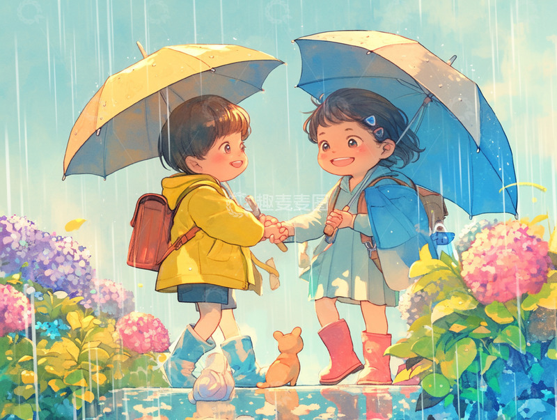 高清大图下载【趣麦麦图】-放学回家的两个小孩