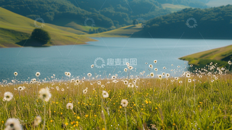 春天唯美场景山水湖植物鲜花