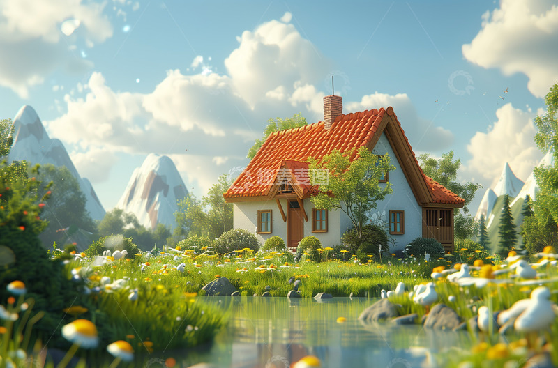 高清大图下载【趣麦麦图】田园风房屋背景