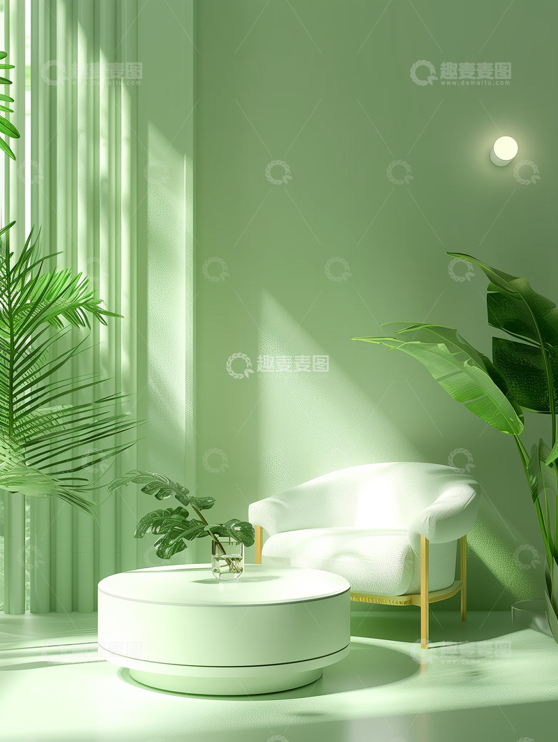 高清大图下载【趣麦麦图】沙发茶几绿植电商背景