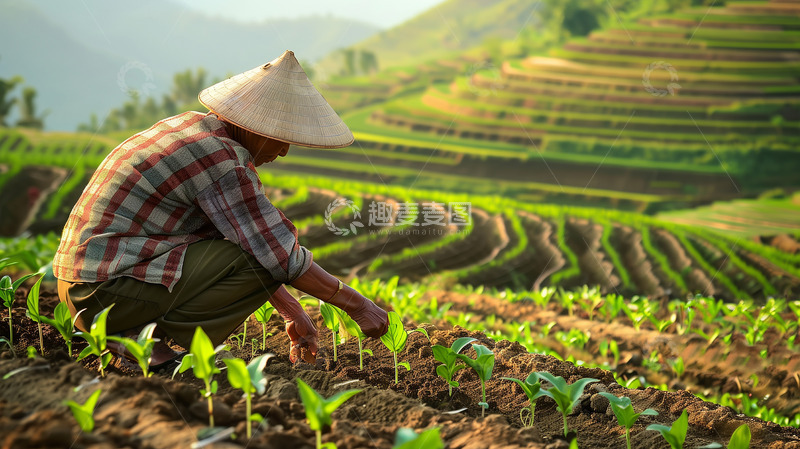 高清大图下载【趣麦麦图】农民耕种AI摄影图