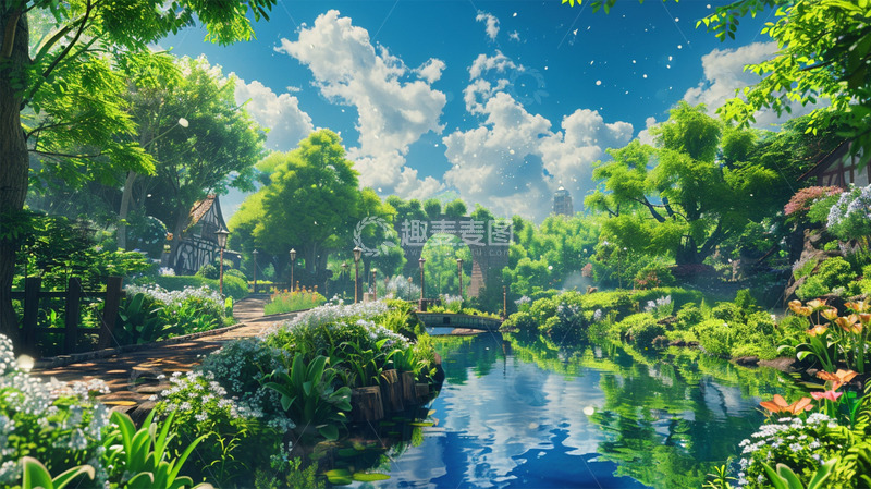 高清大图下载【趣麦麦图】春天湖水绿色唯美场景