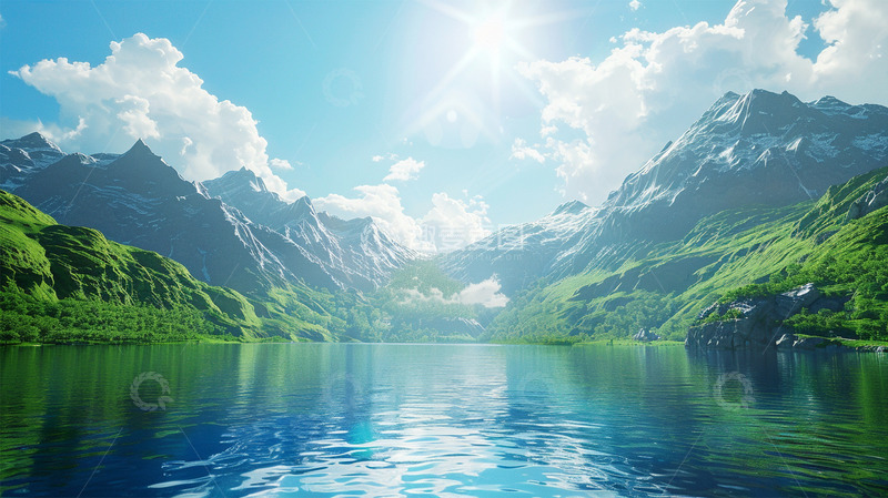 高清大图下载【趣麦麦图】春天绿色湖水植物唯美场景