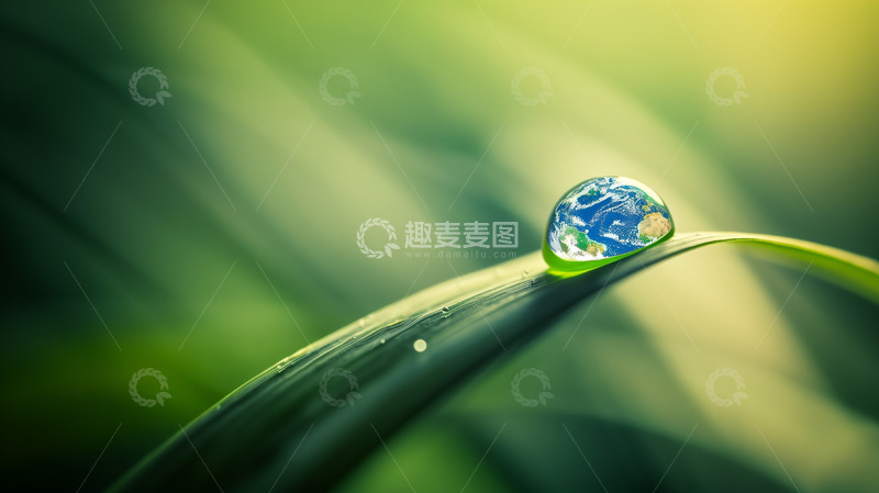 高清大图下载【趣麦麦图】生态环境水珠地球AI摄影图