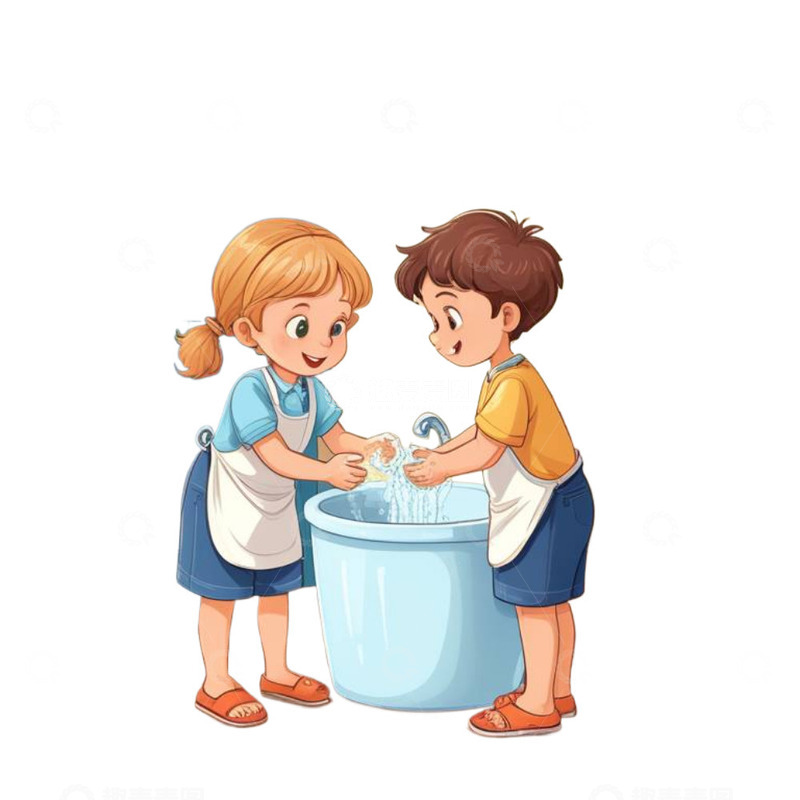 高清大图下载【趣麦麦图】水池洗手的小朋友