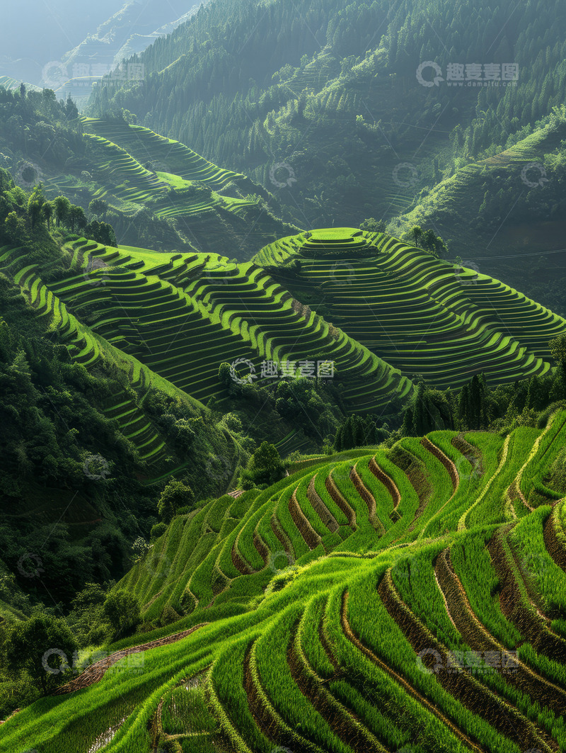 高清大图下载【趣麦麦图】绿色梯田图片