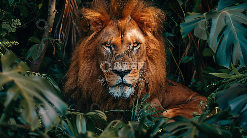 高清大图下载【趣麦麦图】丛林狮子场景壁纸植物凶猛