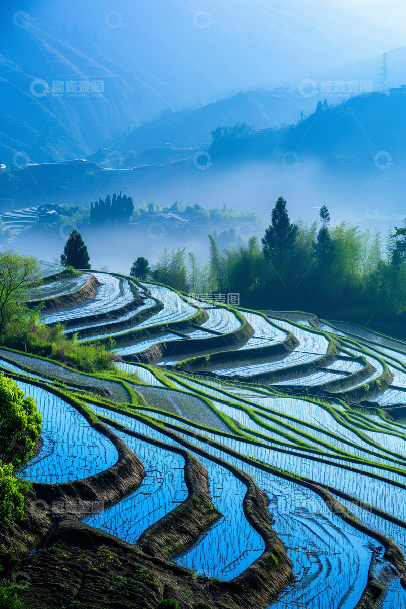 高清大图下载【趣麦麦图】梯田的鸟瞰图