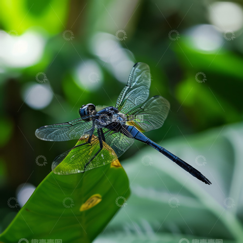 高清大图下载【趣麦麦图】绿叶上的蜻蜓