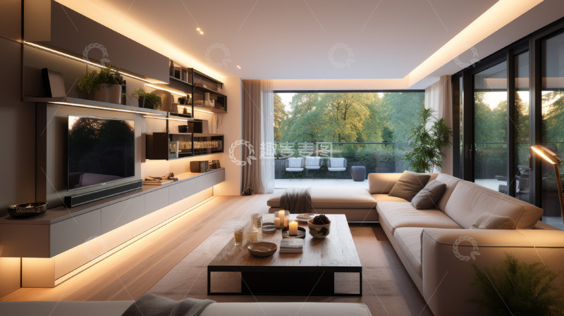 高清大图下载【趣麦麦图】现代简约客厅家居装修效果图素材