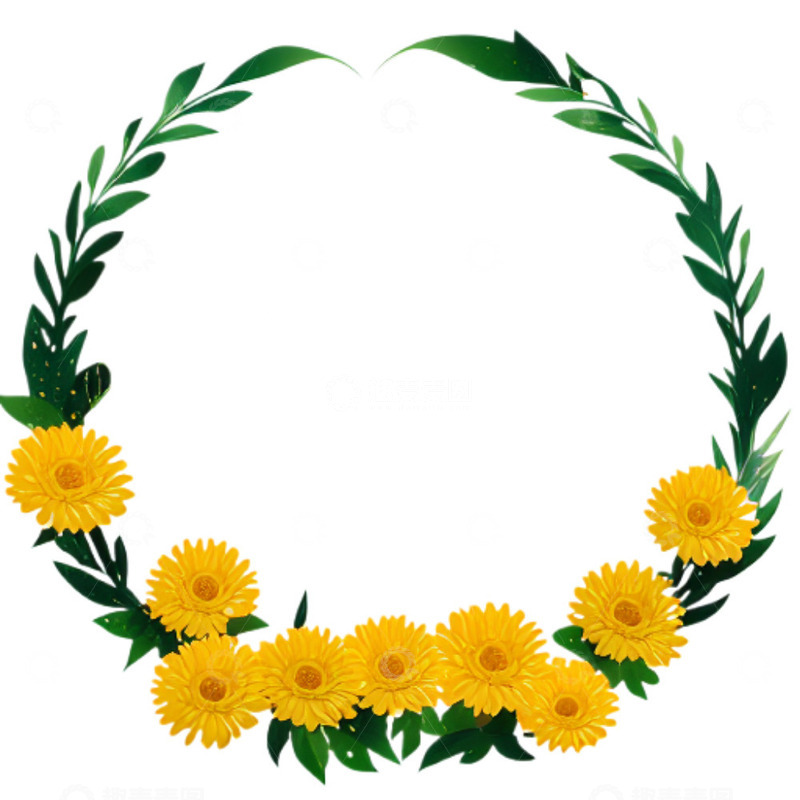 高清大图下载【趣麦麦图】菊花花环边框图片