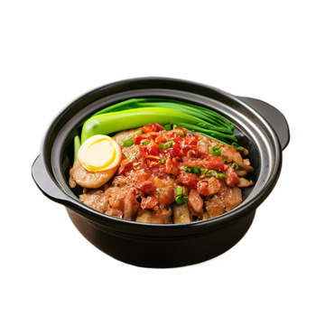 烤肉鸡蛋煲仔饭