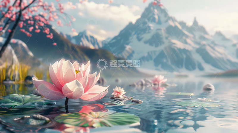 高清大图下载【趣麦麦图】山水荷花微距雪山唯美场景