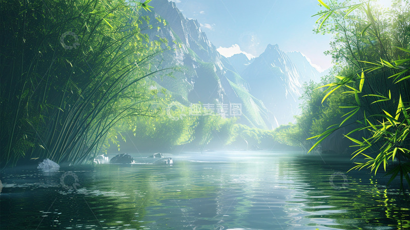 高清大图下载【趣麦麦图】春天山水植物绿色场景唯美