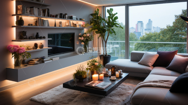 高清大图下载【趣麦麦图】优雅敞亮客厅设计