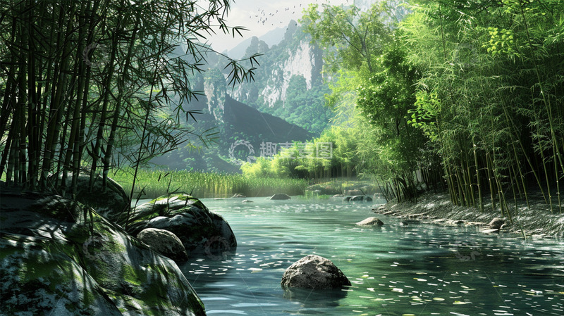 高清大图下载【趣麦麦图】春天竹子竹林场景绿色山水