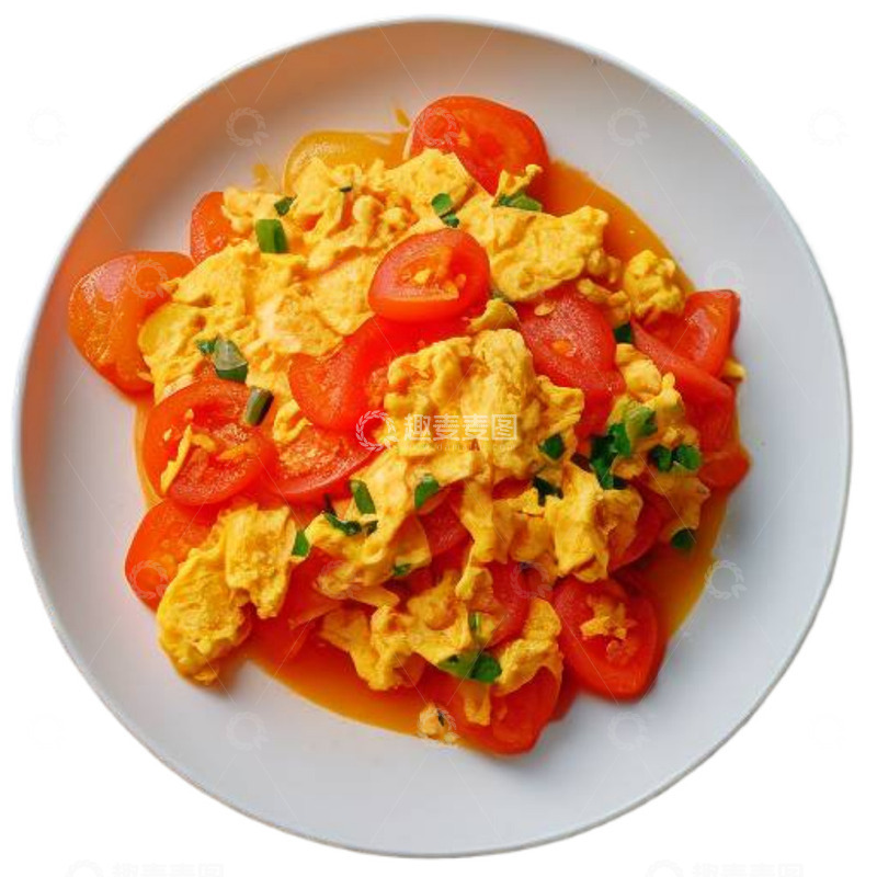 高清大图下载【趣麦麦图】俯视视角的西红柿炒鸡蛋
