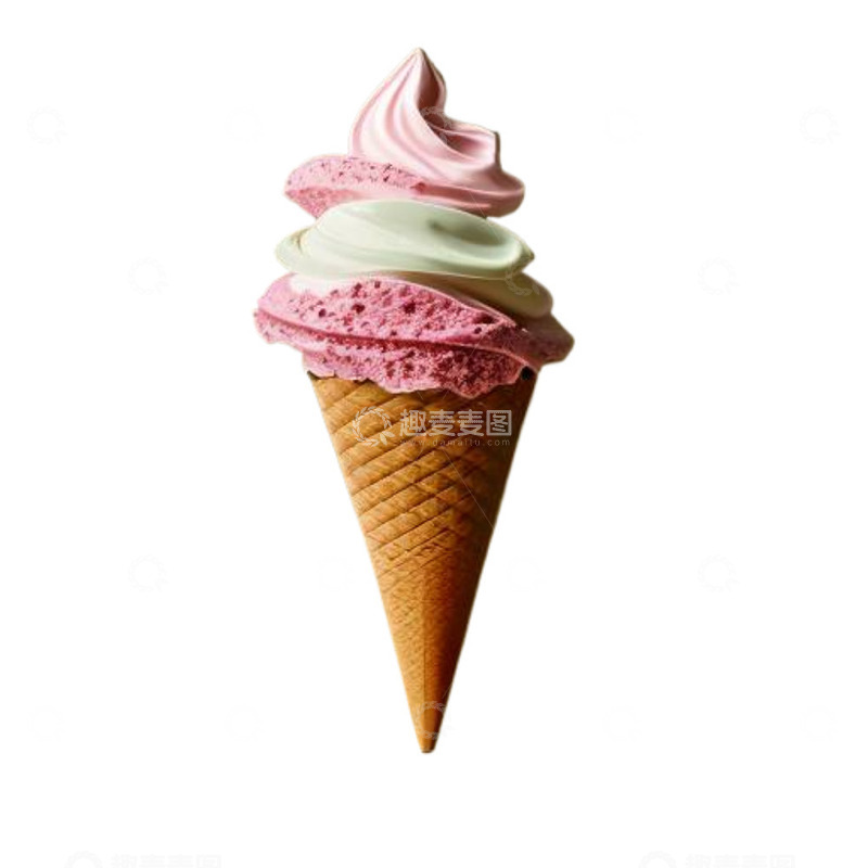 高清大图下载【趣麦麦图】-草莓味冰激凌甜筒