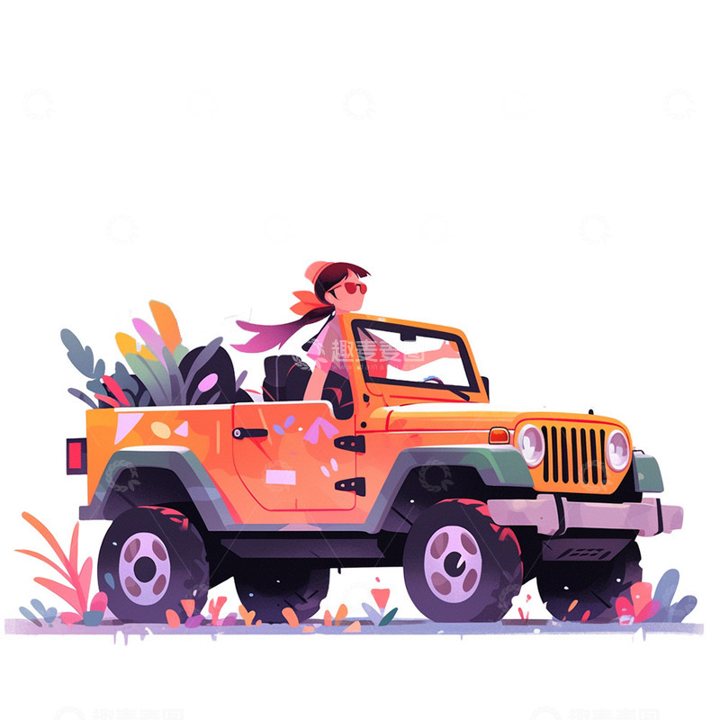 高清大图下载【趣麦麦图】开越野车的女孩