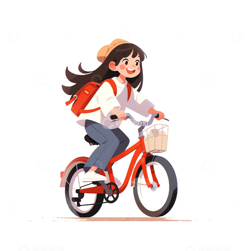 高清大图下载【趣麦麦图】可爱清新骑车女孩