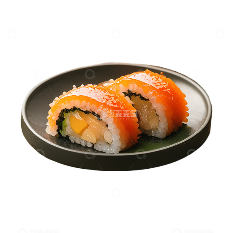 高清大图下载【趣麦麦图】黑色盘子里的寿司