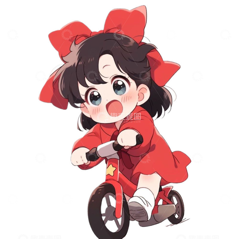 高清大图下载【趣麦麦图】可爱女孩骑自行车