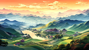 谷雨梯田风景背景