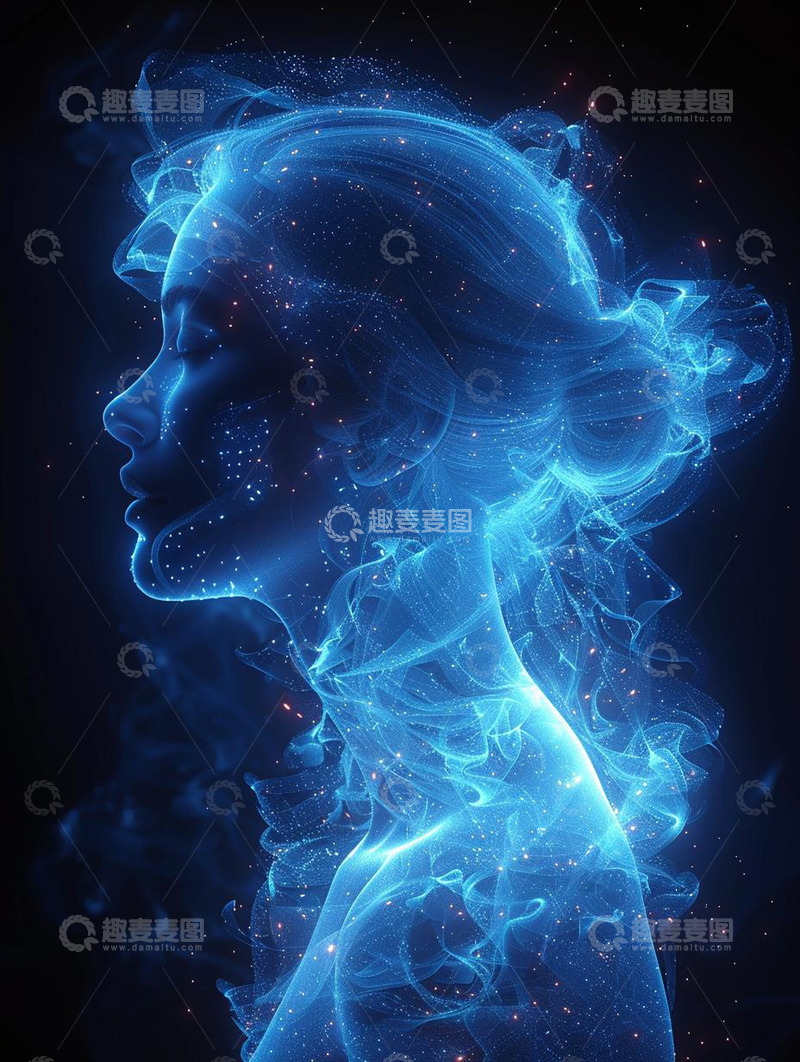 高清大图下载【趣麦麦图】人物蜕变全息投影AI智能