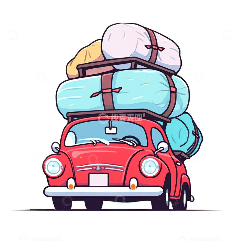 高清大图下载【趣麦麦图】超重的红色汽车