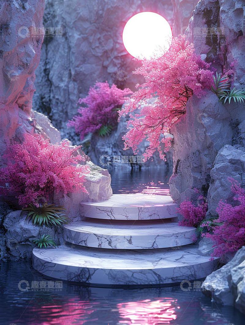 高清大图下载【趣麦麦图】化妆品拍摄展台圆台