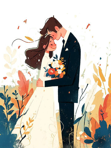 浪漫婚礼扁平插画