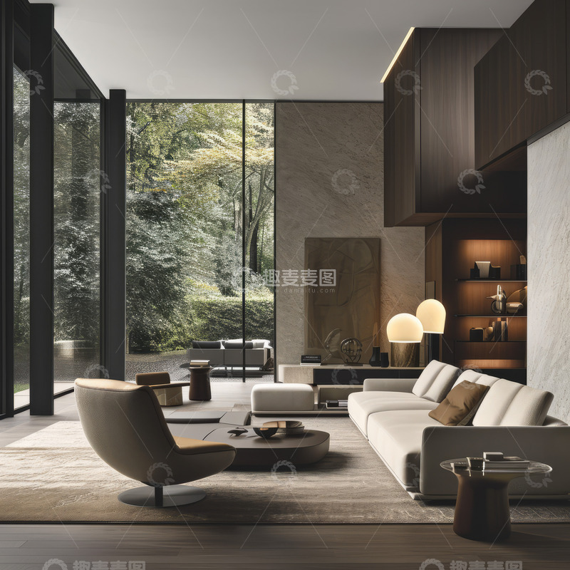 高清大图下载【趣麦麦图】现代客厅设计场景图