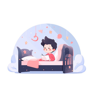 读书日床上看书的男孩