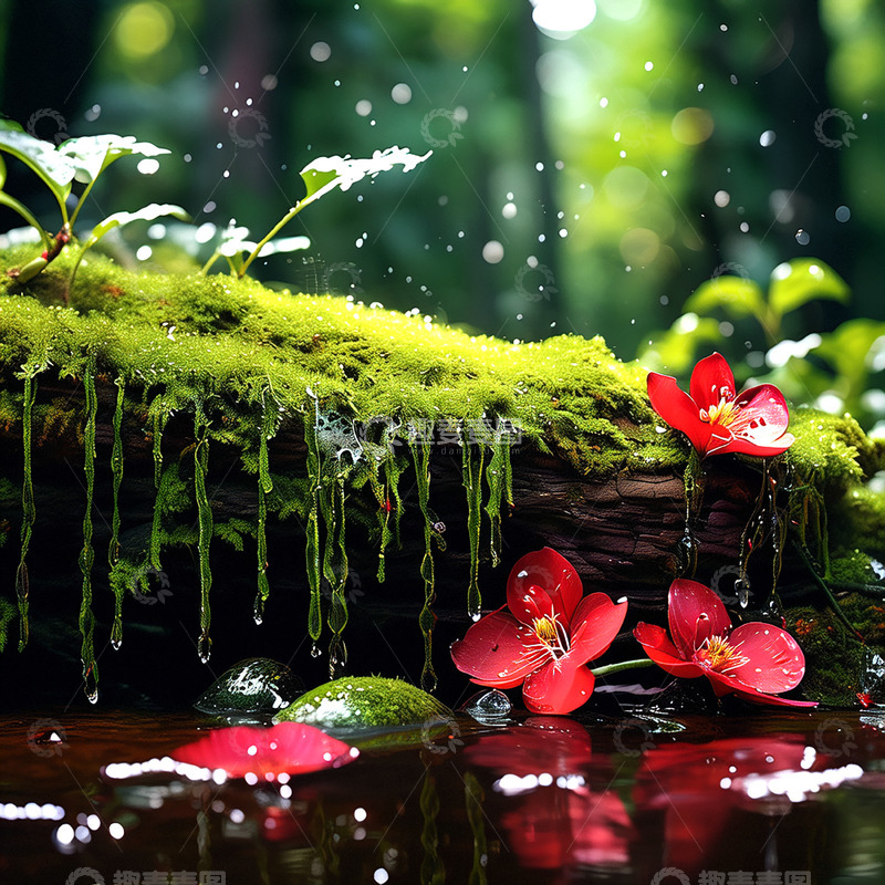 高清大图下载【趣麦麦图】森林花朵苔藓