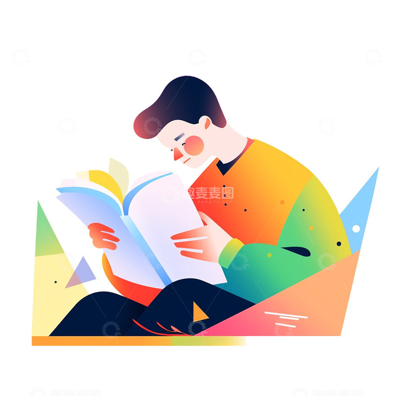 高清大图下载【趣麦麦图】简约渐变看书男子