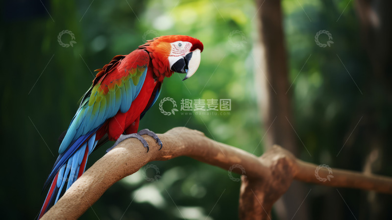 高清大图下载【趣麦麦图】枝头上的漂亮鹦鹉
