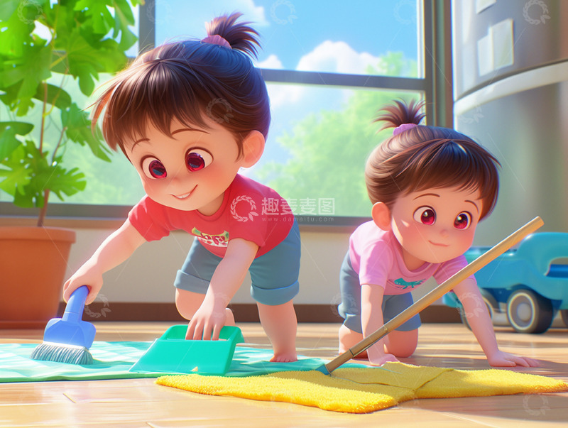 劳动节做家务小孩