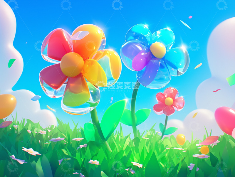 高清大图下载【趣麦麦图】阳光下晶莹剔透的花朵