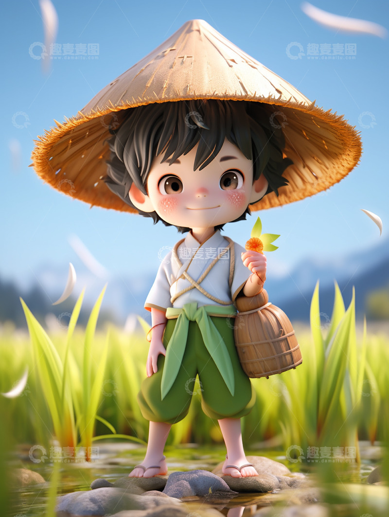 高清大图下载【趣麦麦图】站在麦田里的男孩