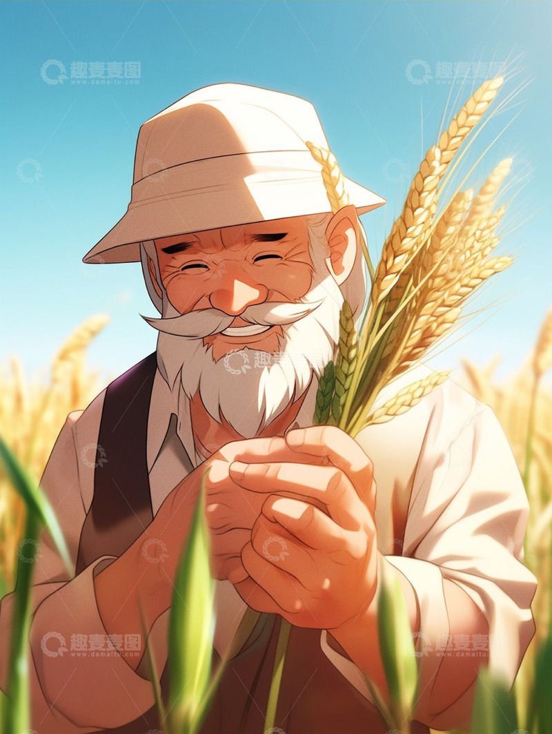 拿着麦穗的老爷爷