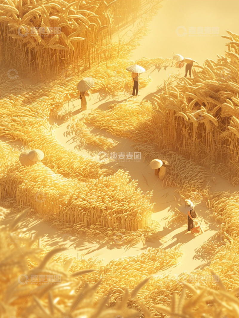 微缩景观麦田劳作