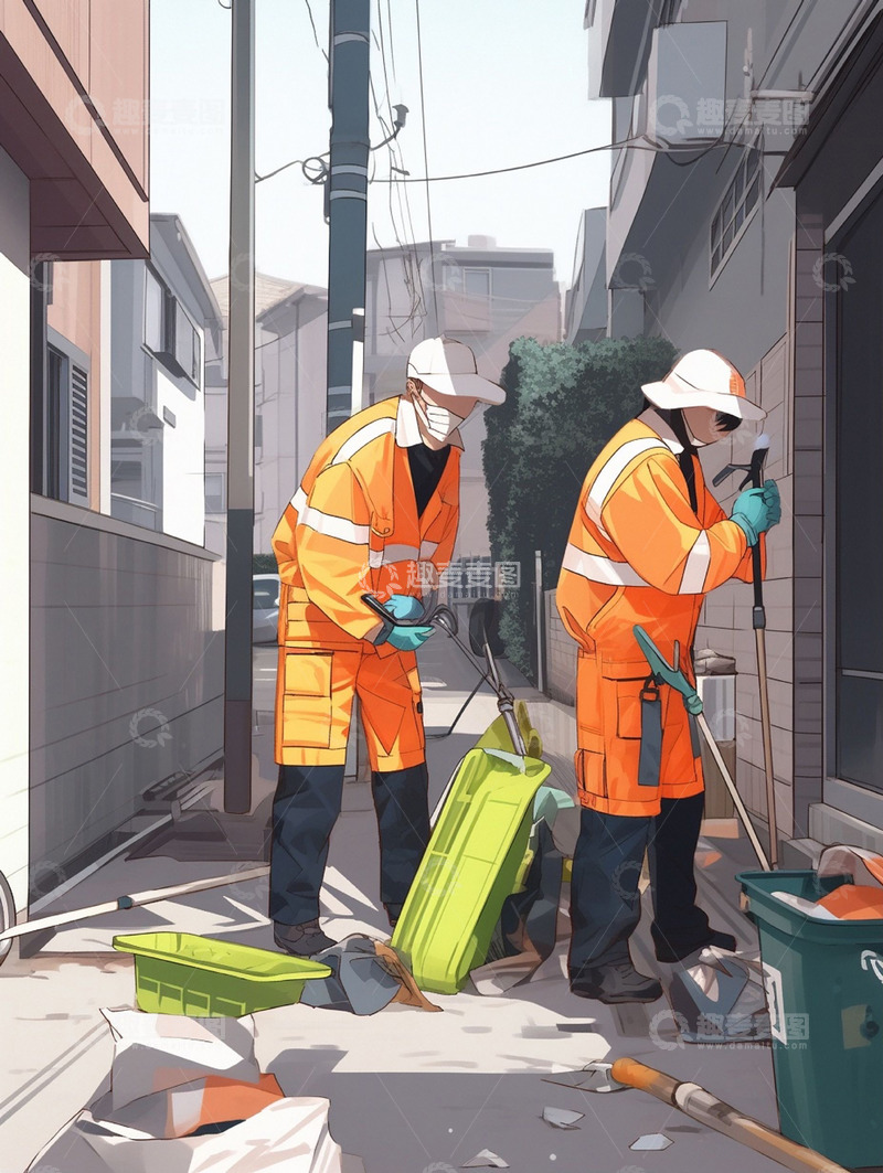 劳动节街角工作人员