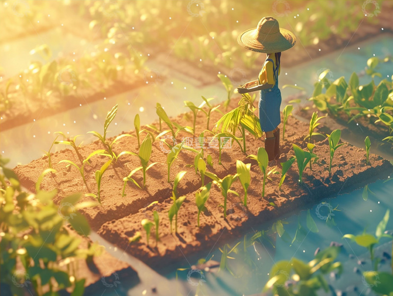 劳动节田里耕作