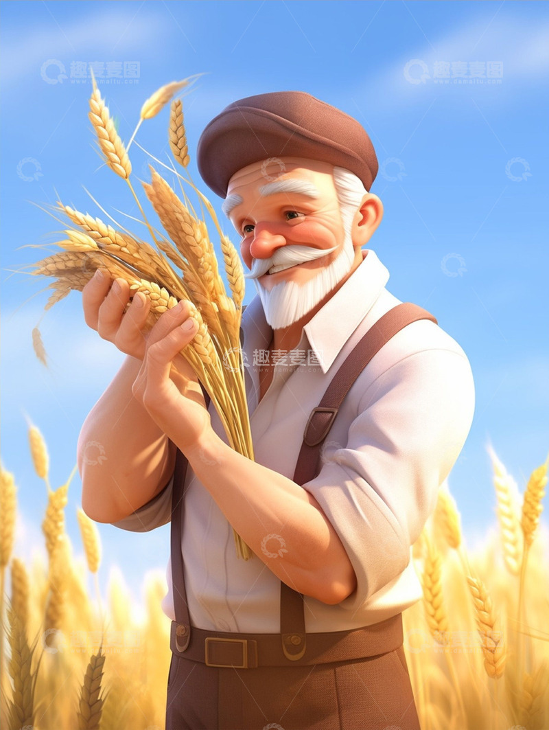 抱着麦穗的农民