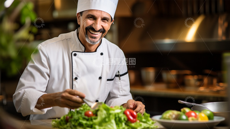 高清大图下载【趣麦麦图】厨师微笑职业厨房场景人物