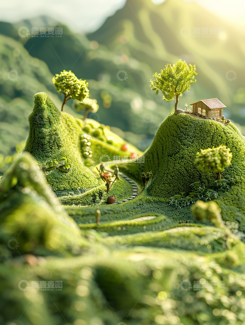 高清大图下载【趣麦麦图】春日茶山采茶