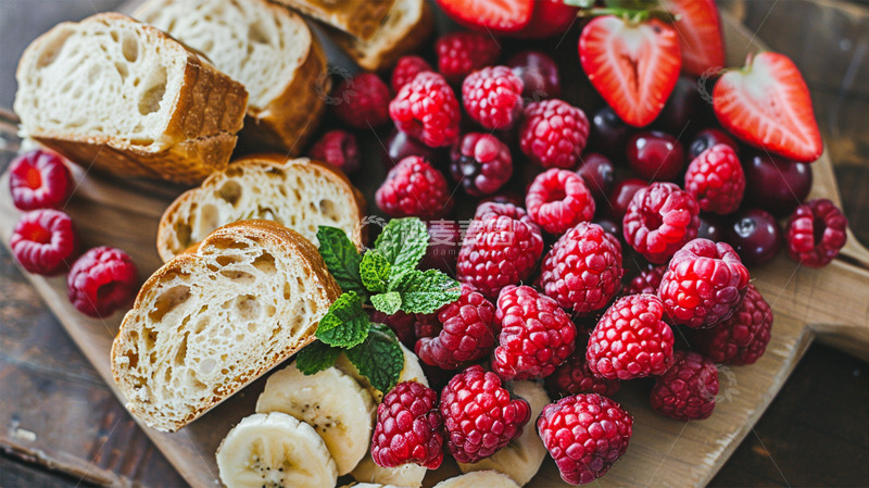 高清大图下载【趣麦麦图】水果面包树莓草莓早餐营养健康