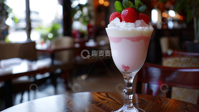 高清大图下载【趣麦麦图】奶茶粉色草莓树莓场景