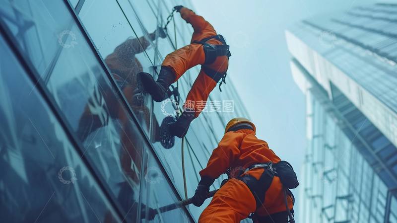 高楼玻璃清洁工人